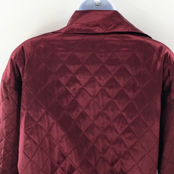 Womens Silk Quilted Jacket Vtg Burgundy Satin Lightweight Anorak EL - LA Sz L - Picture 10 of 16